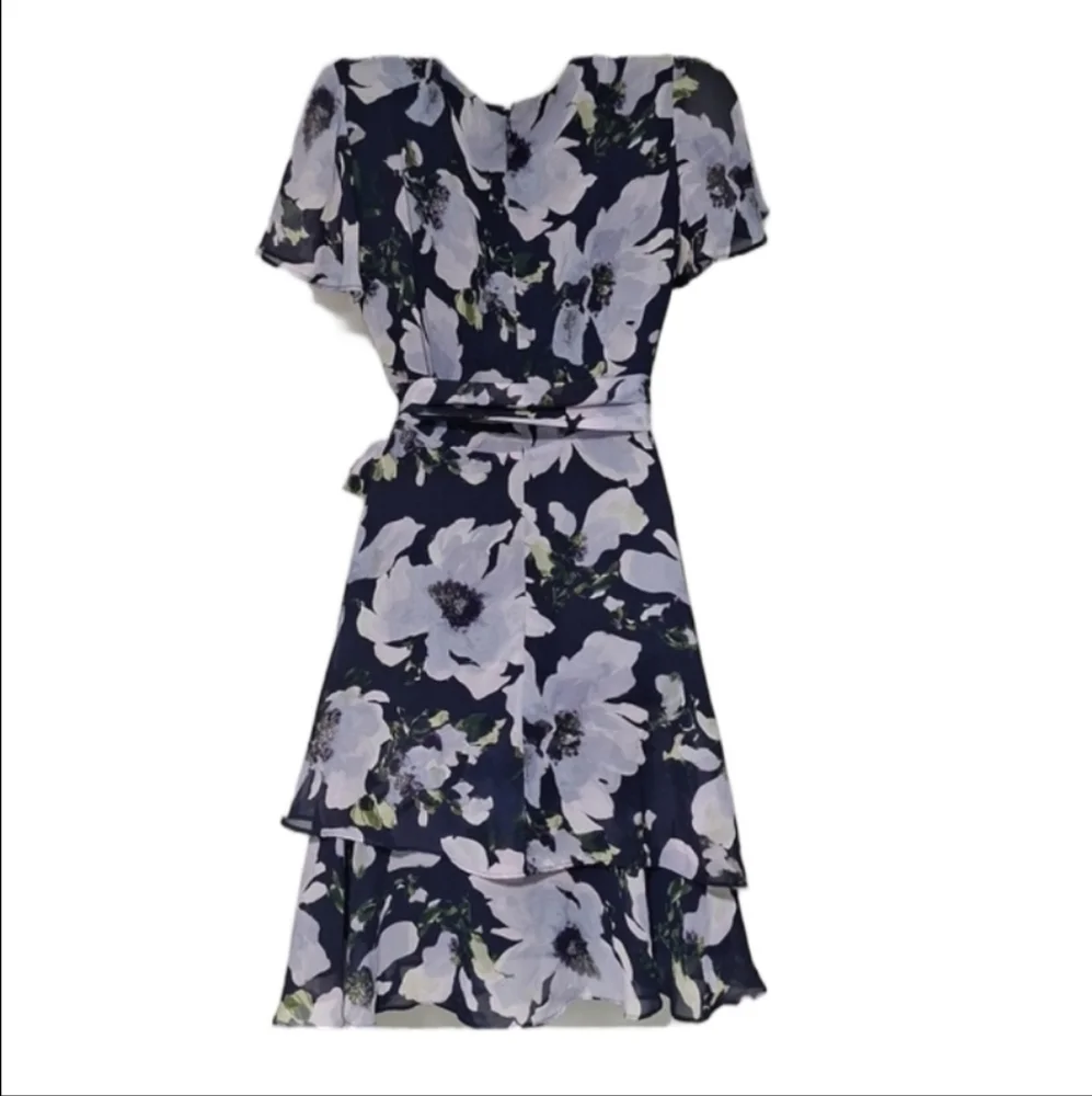 Tahari Floral Midi Dress V-Neck Faux Wrap - Picture 6 of 11
